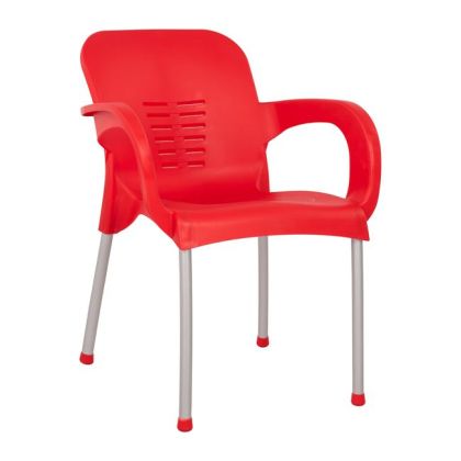 Стол от полипропилен HM5592.04 червен с алуминиеви крака 59x58x81
