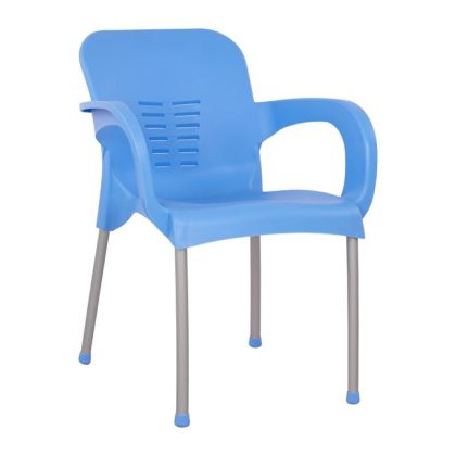 Стол от полипропилен HM5592.08 син с алуминиеви крака 59x58x81