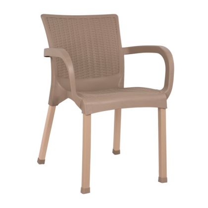 Стол от полипропилен ратан HM5591.02 цвят капучино 60x60x82 cm