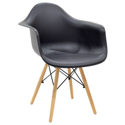 Стол с подлакътници Julita Art wood Propylene с черна седалка