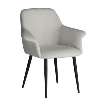 Стол с подлакътници Parsow цвят екрю с черни метални крака 77x63x85cm