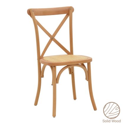 Трапезен градински стол Dylon дърво орех седалка естествен ратан 48x52x89см