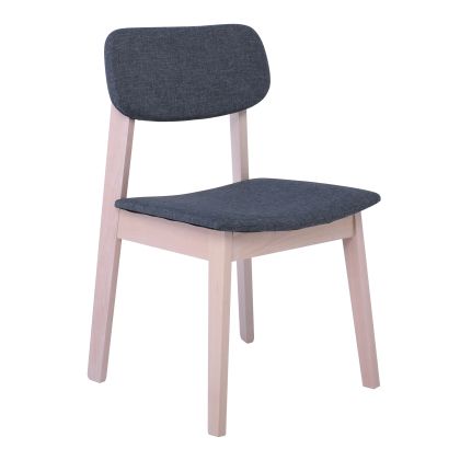 Трапезен стол Dama от масивна букова дървесина и сив текстил Ε7871,1