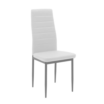 Трапезен стол Parker бяла висококачествена изкуствена кожа PU с метални сиви крака 42x48x98cm