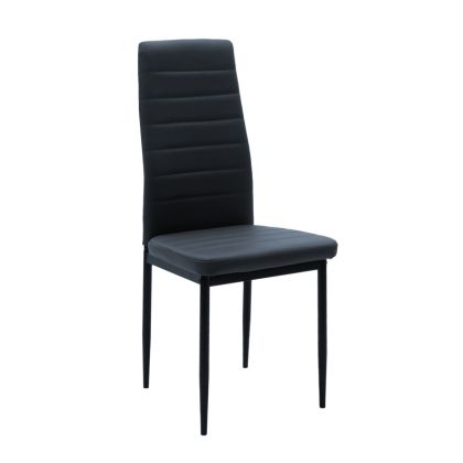 Трапезен стол Parker от висококачествена изкуствена кожа PU цвят антрацит с черни метални крака 42x48x98см