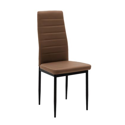 Трапезен стол Parker от висококачествена изкуствена кожа PU цвят капучино с черни метални крака 42x48x98см