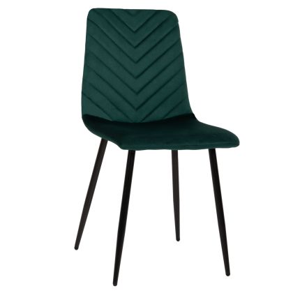 Трапезен стол зелено кадифе и черни метални крака Latrell HM8587.03 43x54x88 см