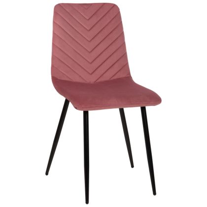 Трапезен стол розово кадифе и черни метални крака Latrell HM8587.02 43x54x88 см