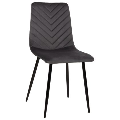 Трапезен стол сиво кадифе и черни метални крака Latrell HM8587.01 43x54x88 см
