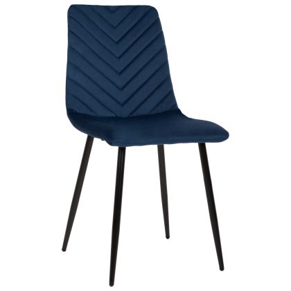 Трапезен стол синьо кадифе и черни метални крака Latrell HM8587.08 43x54x88 см