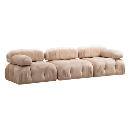 Триместен диван Bubble Divine с плюшена дамаска кремав цвят 288x95x75cm с предварителна поръчка