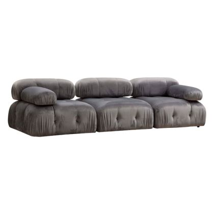 Триместен диван Divine със сива плюшена дамаска 288x95x75cm с предварителна поръчка