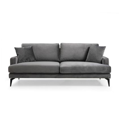Триместен диван Fortune с плюшена дамаска цвят антрацит/черен 205x90x88cm с предварителна поръчка