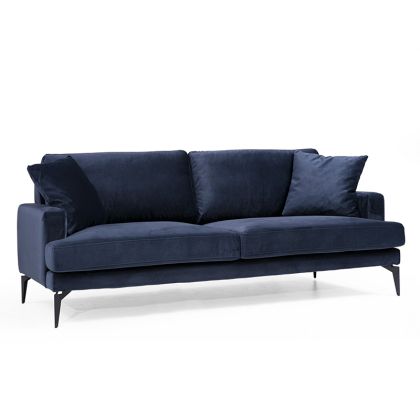 Триместен диван Fortune с плюшена дамаска цвят морско синьо/черено 205x88x90cm с предварителна поръчка