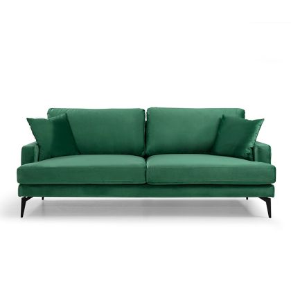 Триместен диван Fortune с плюшена дамаска цвят черен/зелен 205x90x88cm с предварителна поръчка
