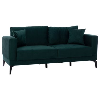 Триместен диван HM3233.33 с плюшена дамаска цвят кипърско зелено 218x84x90Hcm.