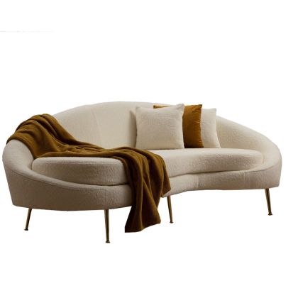 Триместен диван кремава текстилна дамаска 255x120x85cm с предварителна поръчка
