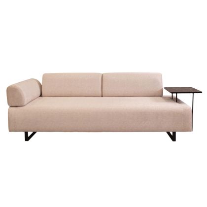 Триместен диван с помощна маса бежова текстилна дамаска 220x90x80cm с предварителна поръчка