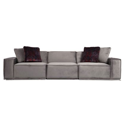 Триместен диван сива текстилна дамаска 300x100x76cm с предварителна поръчка