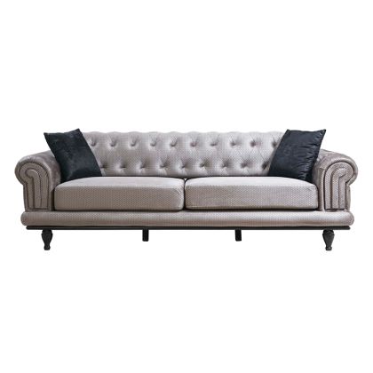 Триместен диван текстилна дамаска цвят сив/черен 230x95x78cm с предварителна поръчка