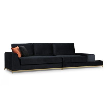 Триместен диван текстилна дамаска цвят черен/злато 320x102x84cm с предварителна поръчка