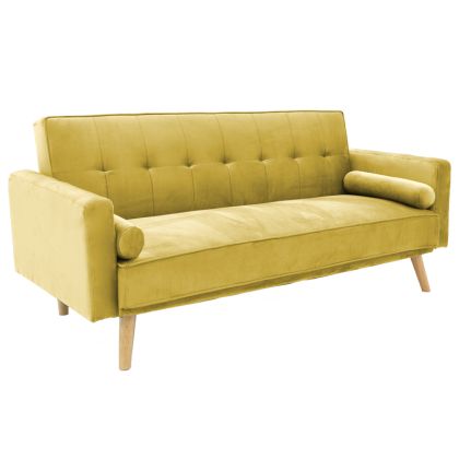 Триместен разтегателен диван Success жълт плюш 190х80х84 см