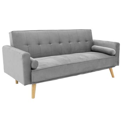 Триместен разтегателен диван Success плюшен цвят сив 190x80x84 cm