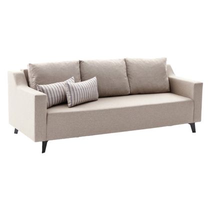 Триместен разтегателен диван текстилен в кремав цвят 230x90x74cm Pre Order