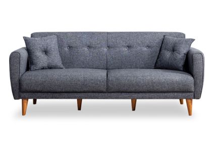 Триместен разтегателен диван тъмно сива текстилна дамаска 205x80x85cm с предварителна поръчка