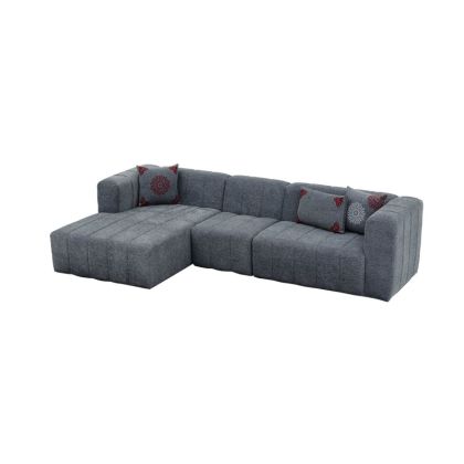 Ъглов диван Beyza с десен ъгъл с текстилна дамаска цвят антрацит 299x160x73cm