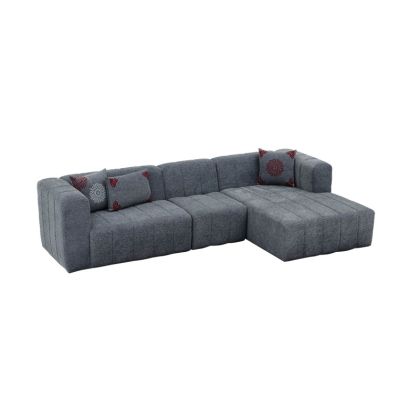 Ъглов диван Beyza с ляв ъгъл с текстилна тъмно сива дамаска 299x160x73cm