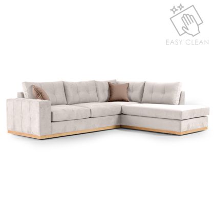 Ъглов диван Boston с кремава текстилна дамаска 280x225x90cm
