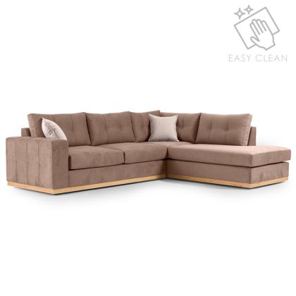 Ъглов диван Boston с текстилна дамаска цвят мока 280x225x90cm
