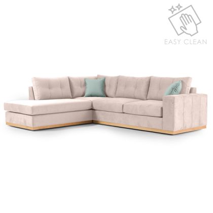 Ъглов диван Boston със сива текстилна дамаска 280x225x90cm