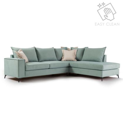 Ъглов диван Romantic със светло зелена текстилна дамаска 290x235x95cm