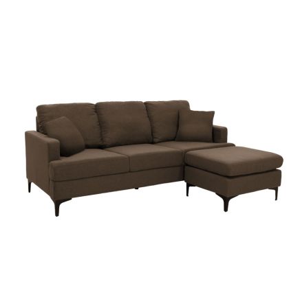 Ъглов диван Slim с текстилна кафява дамаска 185x140x70cm