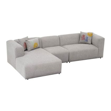Ъглов диван десен с текстилна светло сива дамаска 296x158x72cm