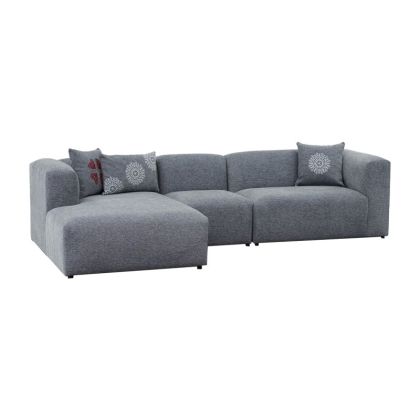 Ъглов диван десен с текстилна тъмно сива дамаска 296x158x72cm