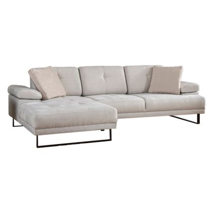 Ъглов диван текстилна дамаска бежов цвят 314x174x83cm с предварителна поръчка