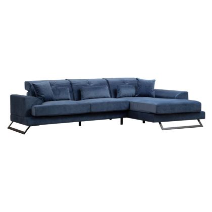Ъглов диван текстилна дамаска син цвят 308/190x92cm с предварителна поръчка