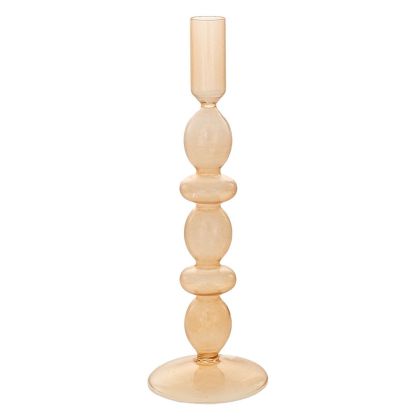 BEIGE GLASS CANDLEHOLDER 8,5X26,5CM