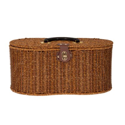 BROWN PE RATTAN PICNIC BASKET 41X23,5X19 26CM