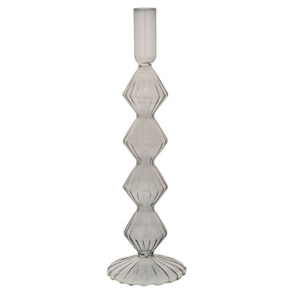 CLEAR GLASS CANDLEHOLDER 9X30CM