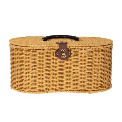 CREAM PE RATTAN PICNIC BASKET 41X23,5X19 26CM