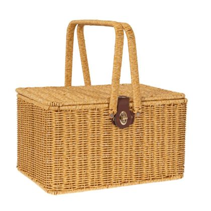 CREAM PE RATTAN SUITCASE 35X26X26 33CM