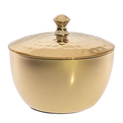 DECO GOLD METAL BOWL WITH LID D8X9CM