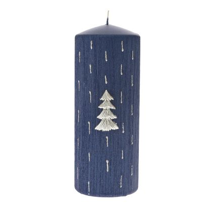 XMAS DECORATED BLUE CANDLE 7X18