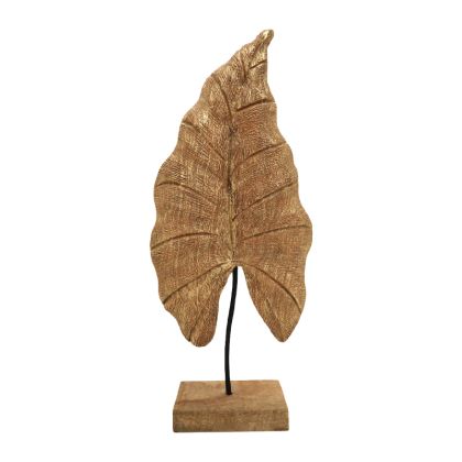 Настолна декорация leaf Thelx Inart gold от мангово дърво и метал 24.5x8.5x57.5cm