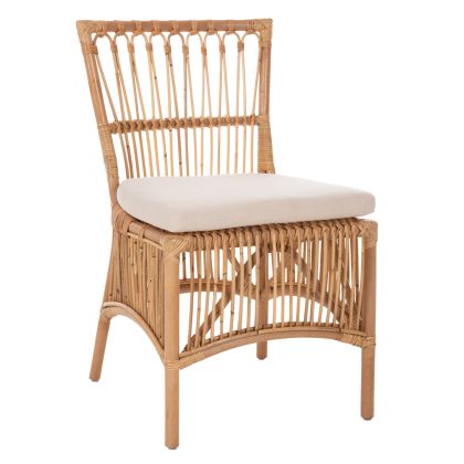 DINING CHAIR THALIN HM9834 RATTAN IN NATURAL COLOR-CUSHION IN WHITE 53x58x91Hcm.