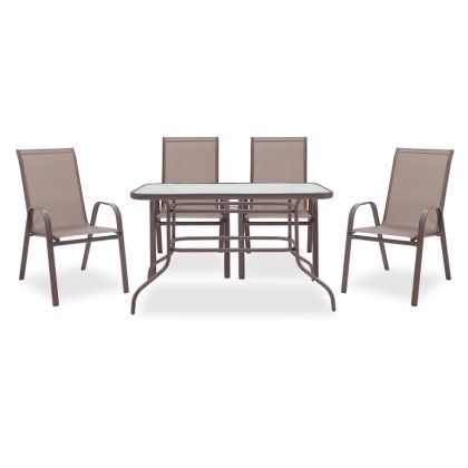 Garden dining table Valor-Calan set 5pcs metal-textilene brown